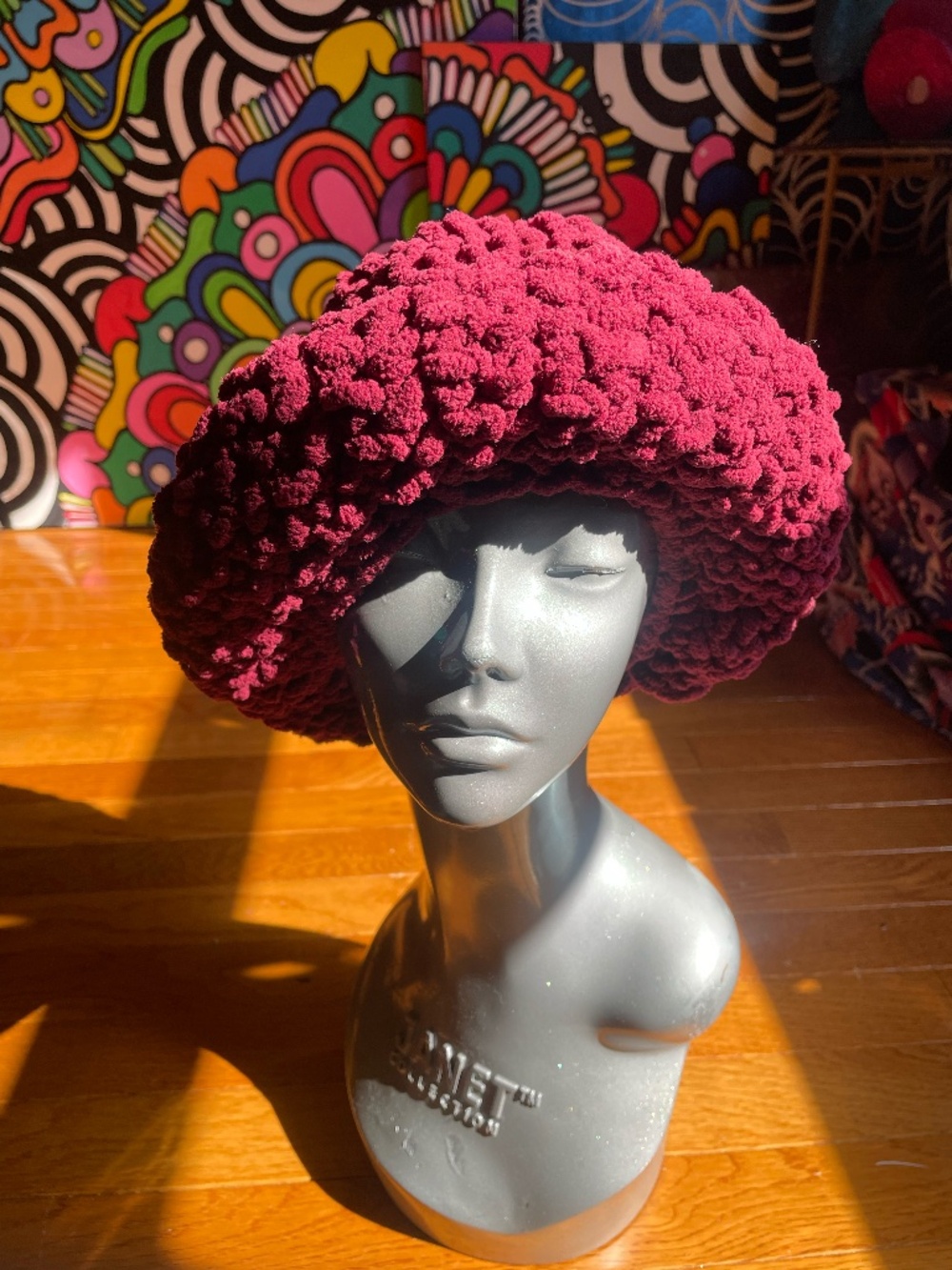 🧶 Handmade Crochet Hat –Burgundy